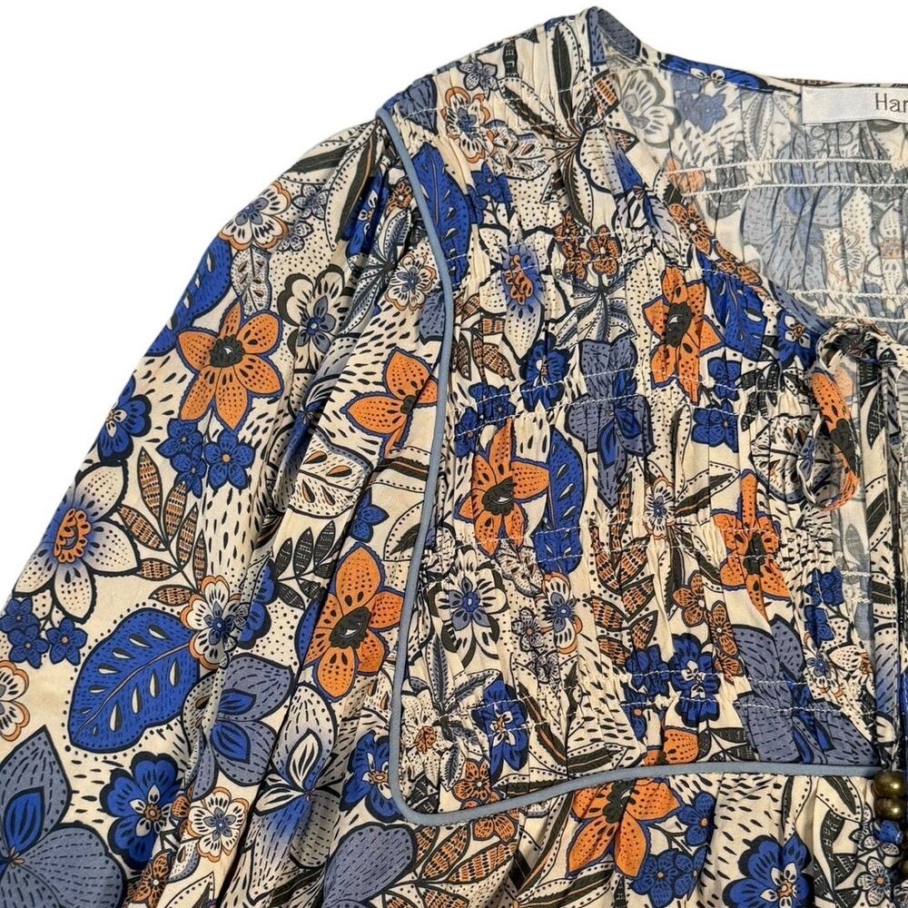 Harni the Label Blue Floral Peasant Blouse Top Oversized XS - Picture 6 of 12